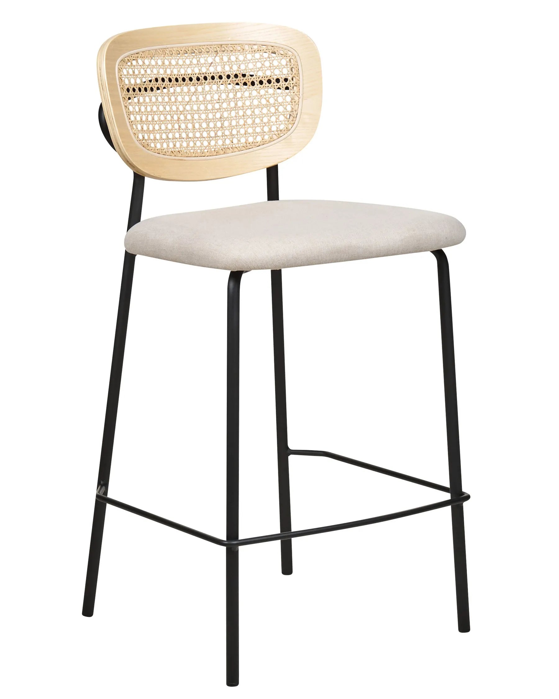 Set of 2 Bar Chairs MAYETTA Rattan Light Beige