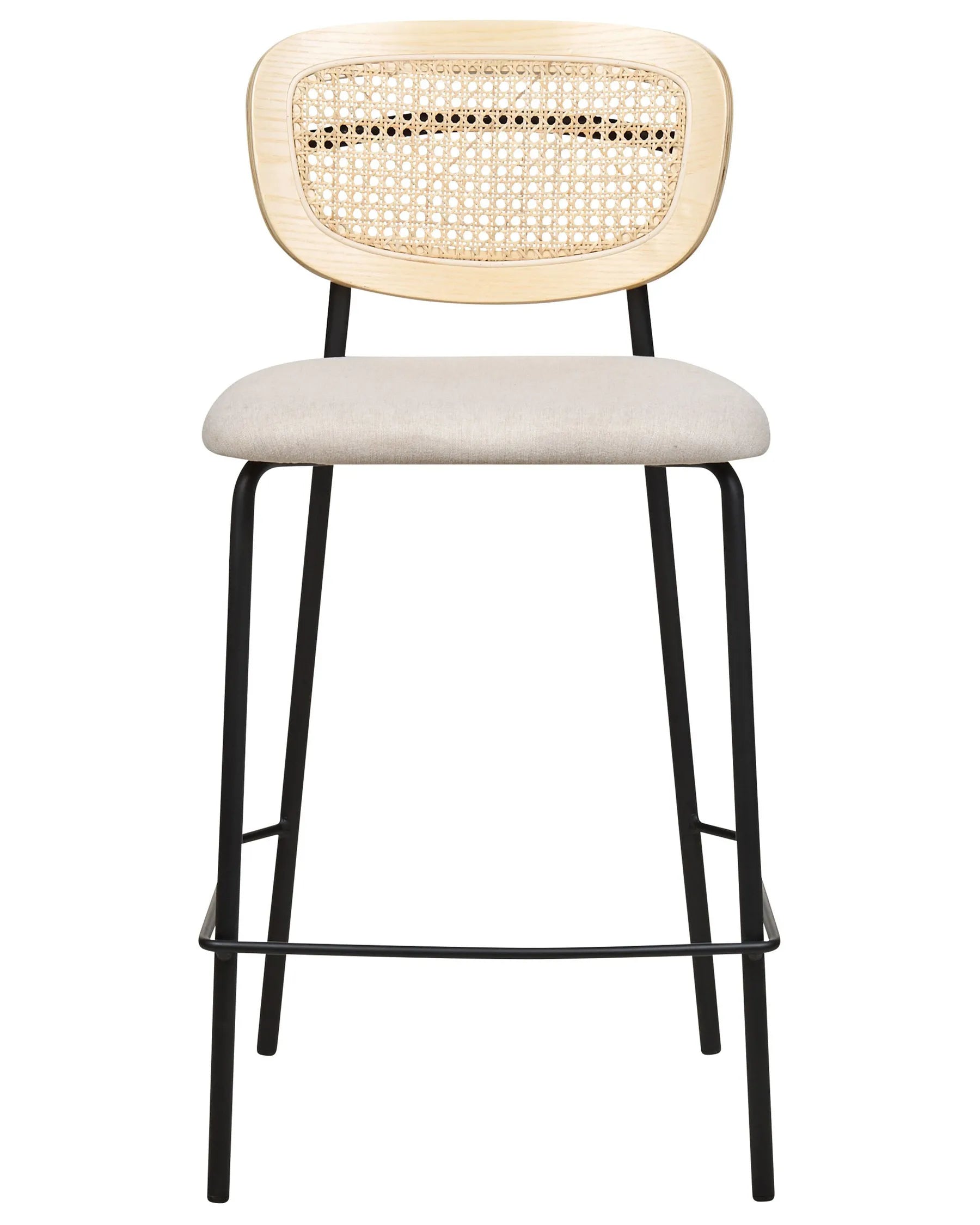 Set of 2 Bar Chairs MAYETTA Rattan Light Beige
