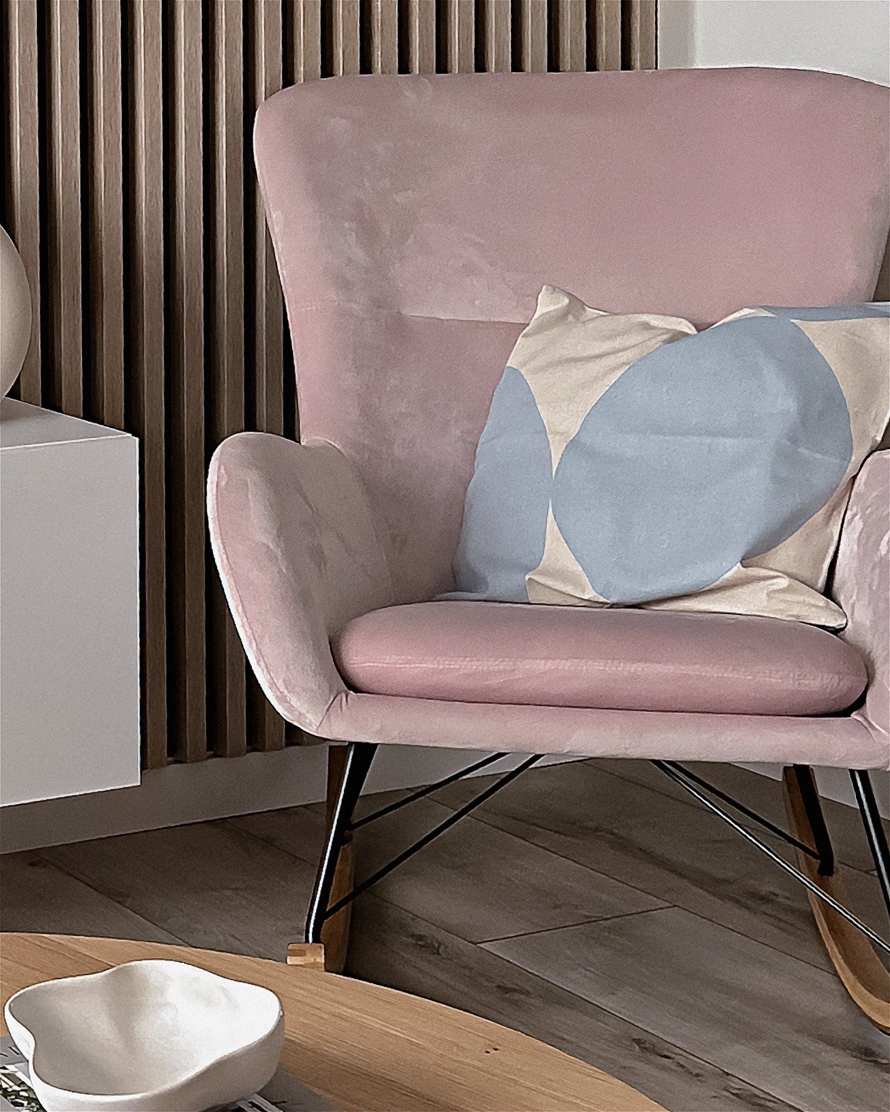 Rocking Chair ELLAN Velvet Pink