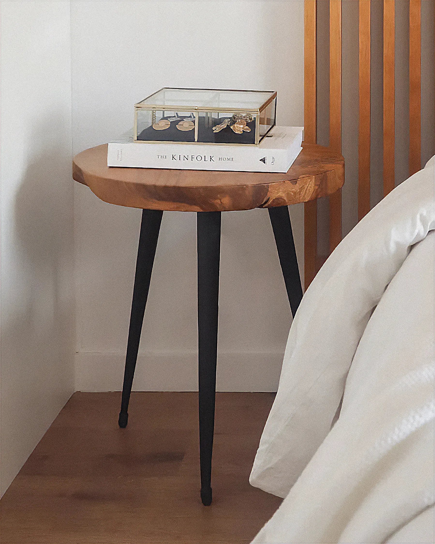 Side Table DETAH Teak Wood Dark Brown
