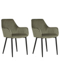 Set of 2 Dining Chairs WELLSTON Velvet Olive Green