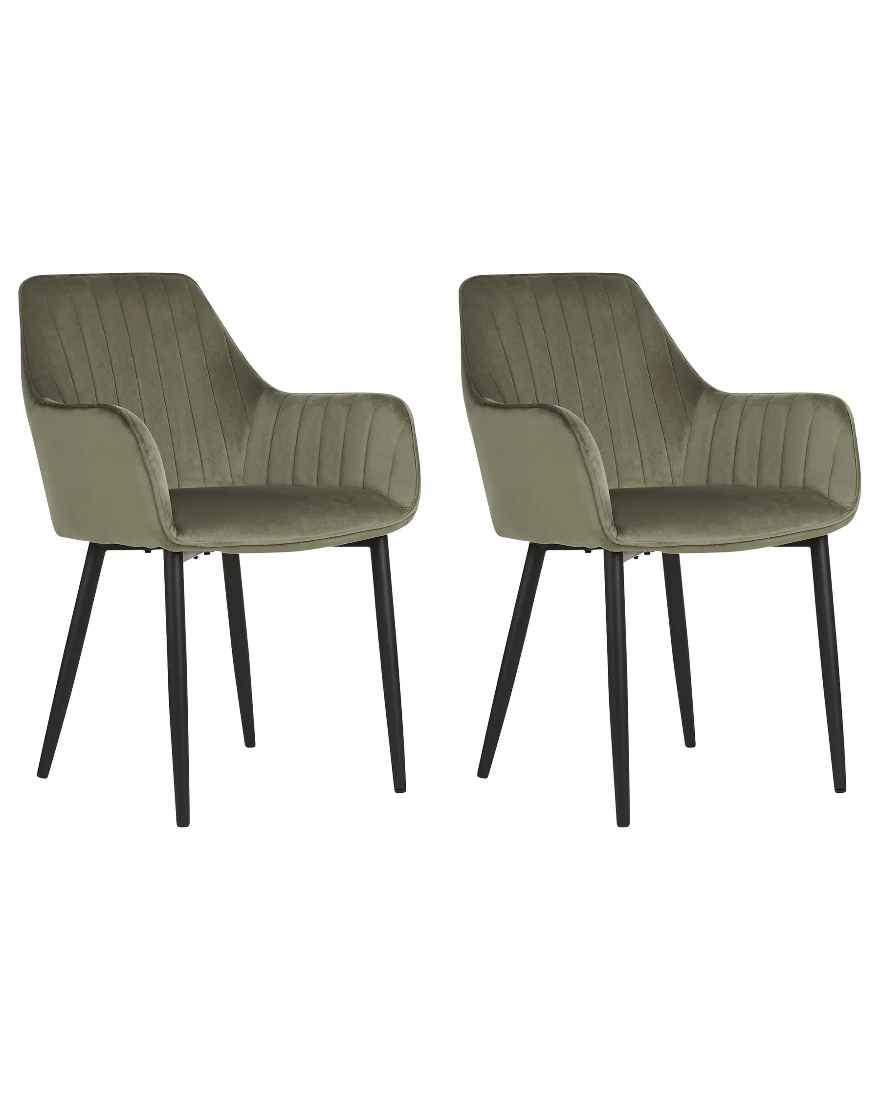 Set of 2 Dining Chairs WELLSTON Velvet Olive Green