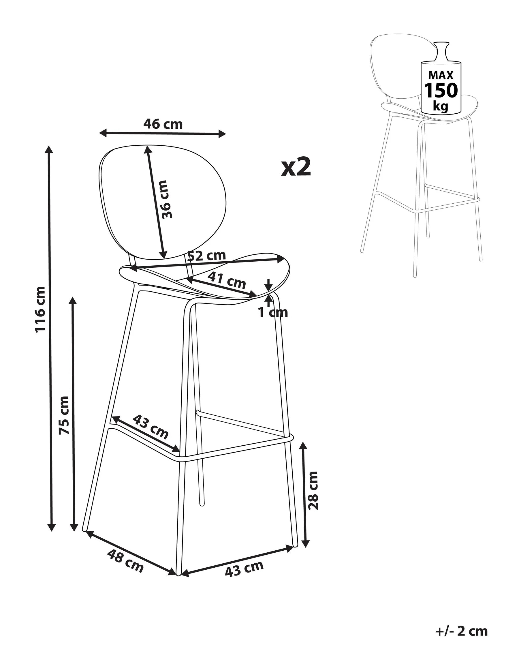 Set of 2 Bar Chairs SHONTO Black