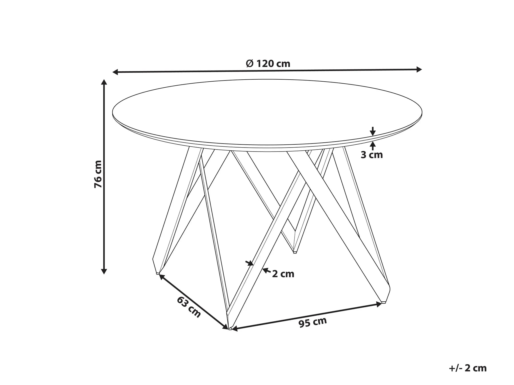Dining Table OXHILL Black 120 cm 120 cm