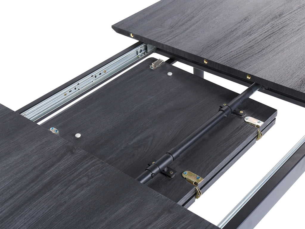 Extending Dining Table TONA Grey 120 160 cm 80 cm — material and finish detail