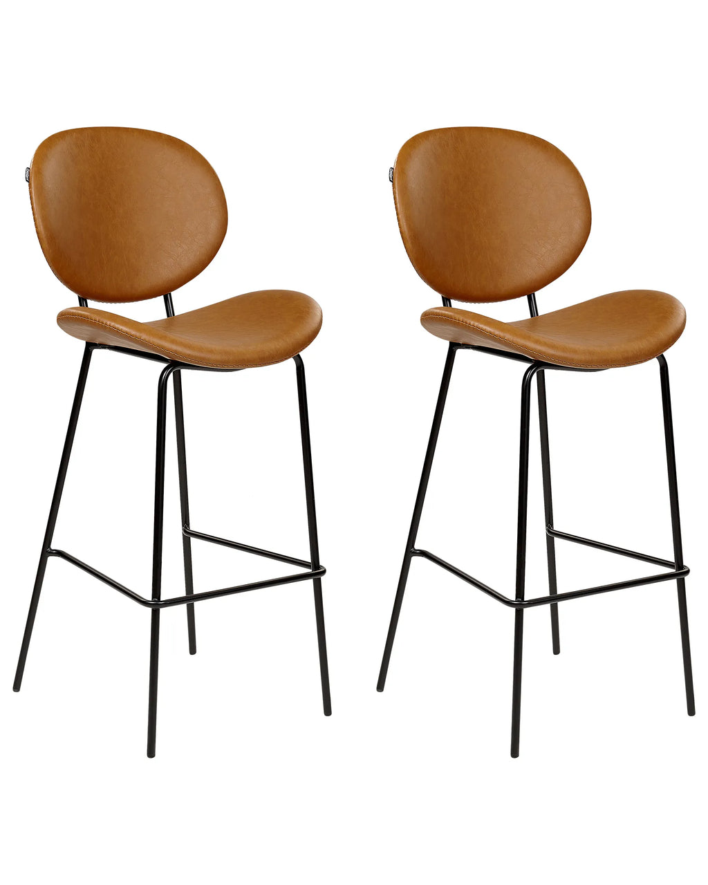 Set of 2 Bar Chairs LUANA Faux Leather Golden Brown