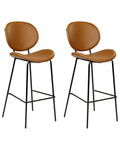 Set of 2 Bar Chairs LUANA Faux Leather Golden Brown