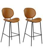 Set of 2 Bar Chairs LUANA Faux Leather Golden Brown
