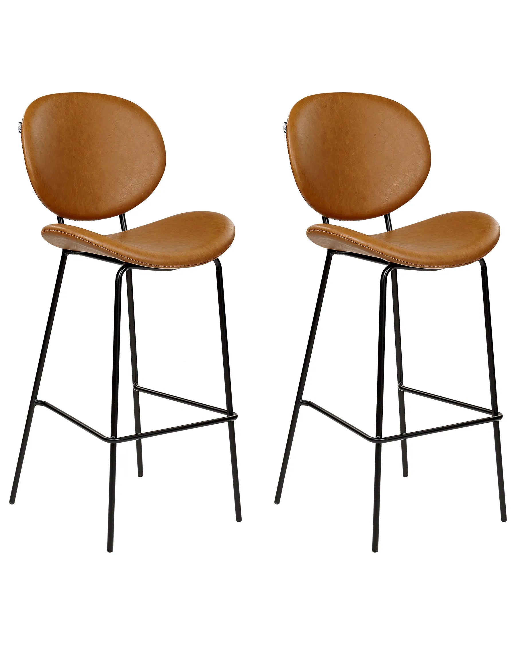 Set of 2 Bar Chairs LUANA Faux Leather Golden Brown