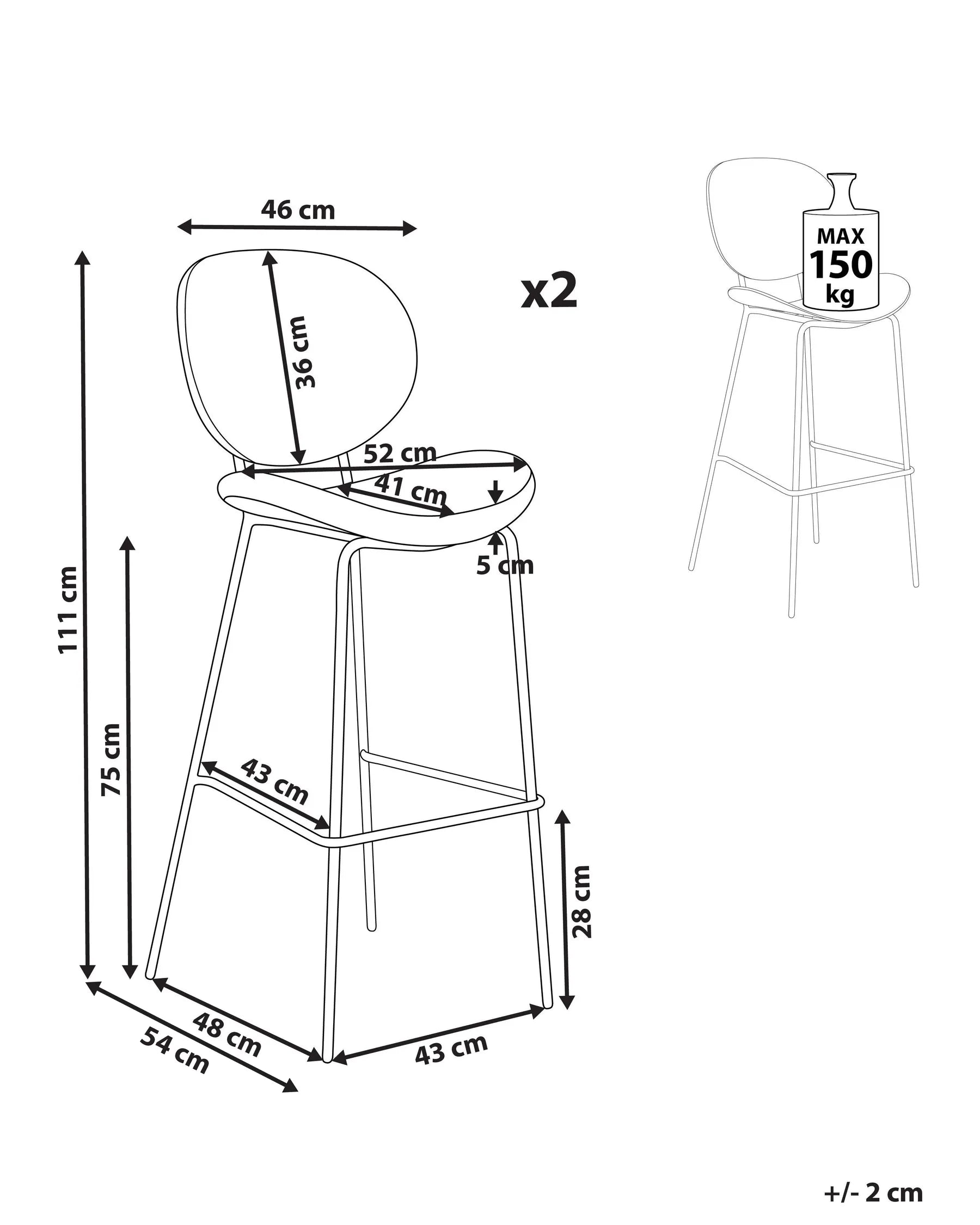 Set of 2 Bar Chairs LUANA Boucle White