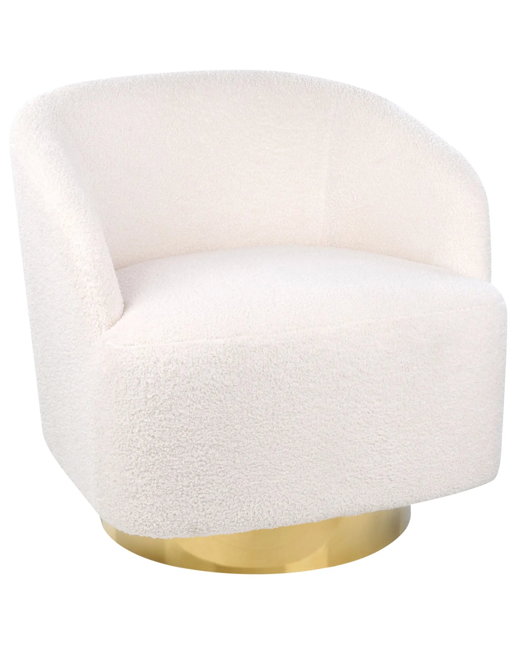 Swivel Armchair LAVIK Boucle Off-White