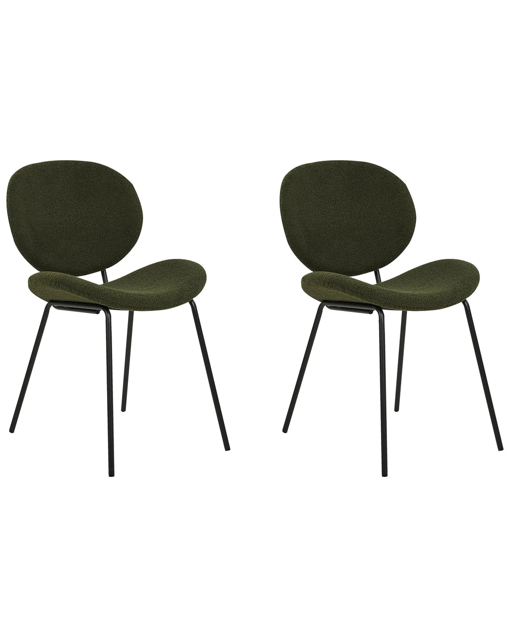 Set of 2 Dining Chairs LUANA Boucle Dark Green