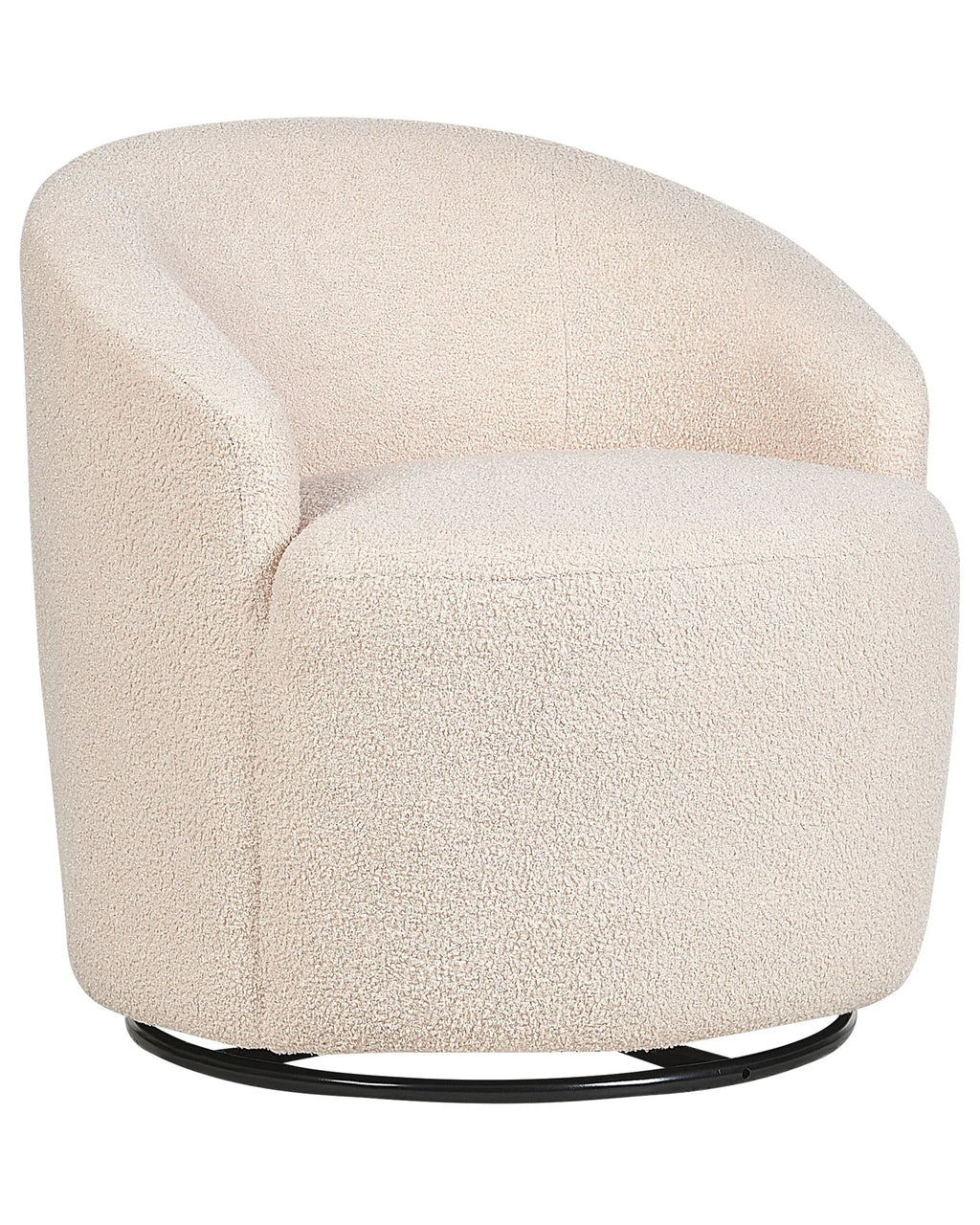 Swivel Armchair DAVIK Boucle Beige
