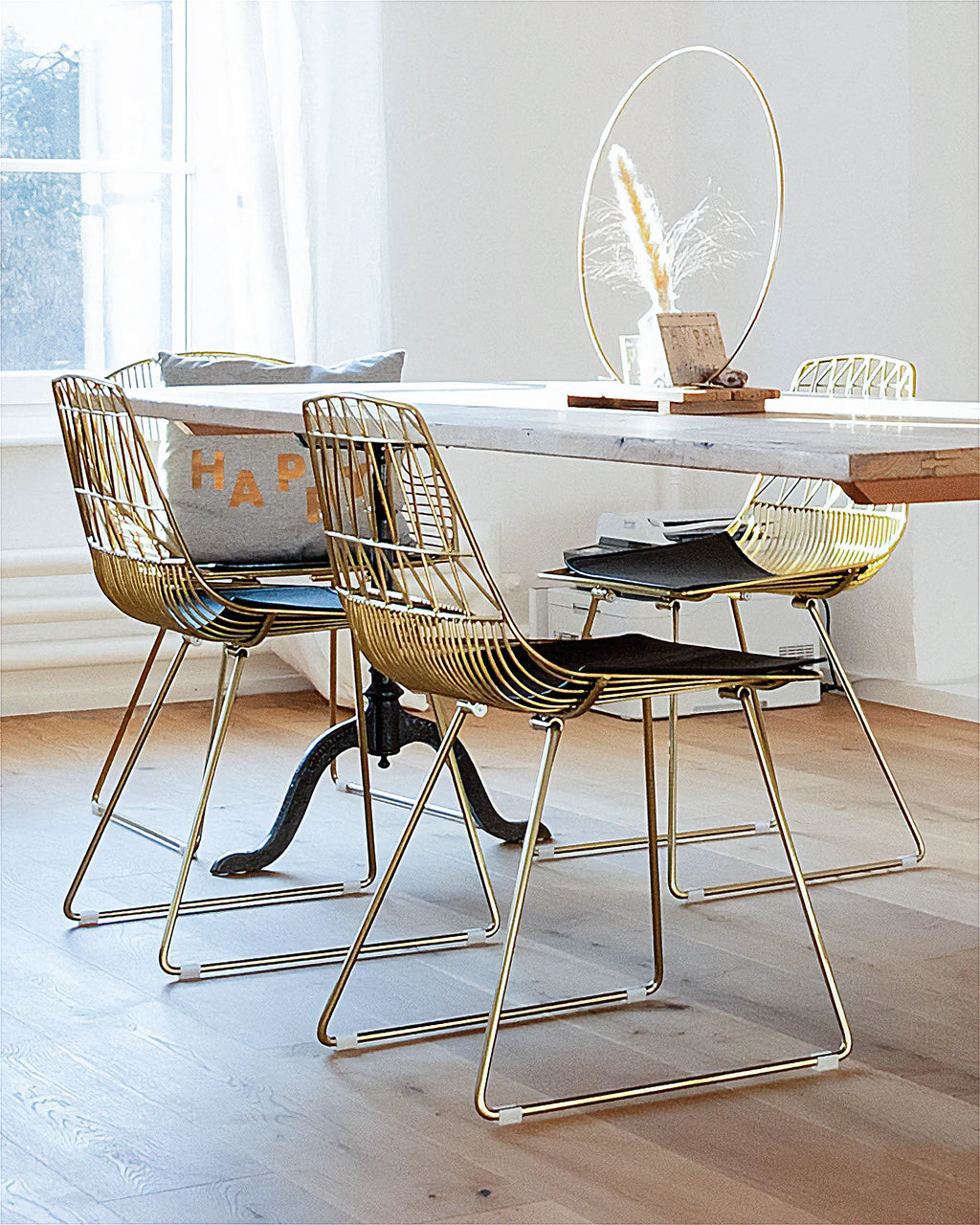 Set of 2 Dining Chairs HARLAN Metal Gold