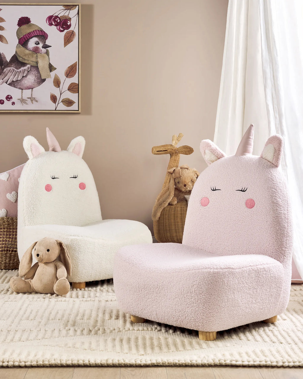 Kids Armchair Unicorn LULEA Boucle Off-White