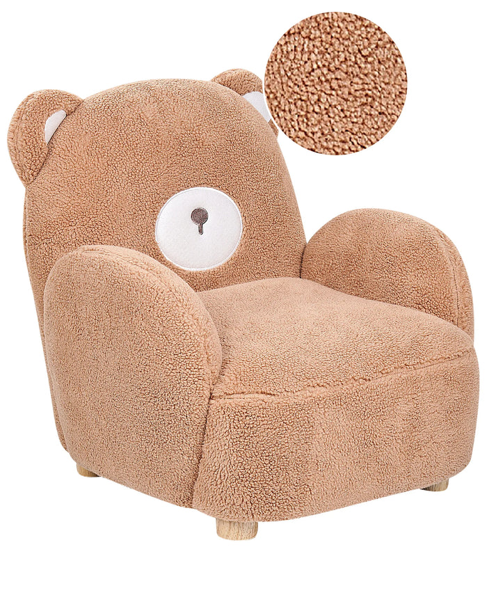 Kids Armchair Teddy Bear KIKI Boucle Brown