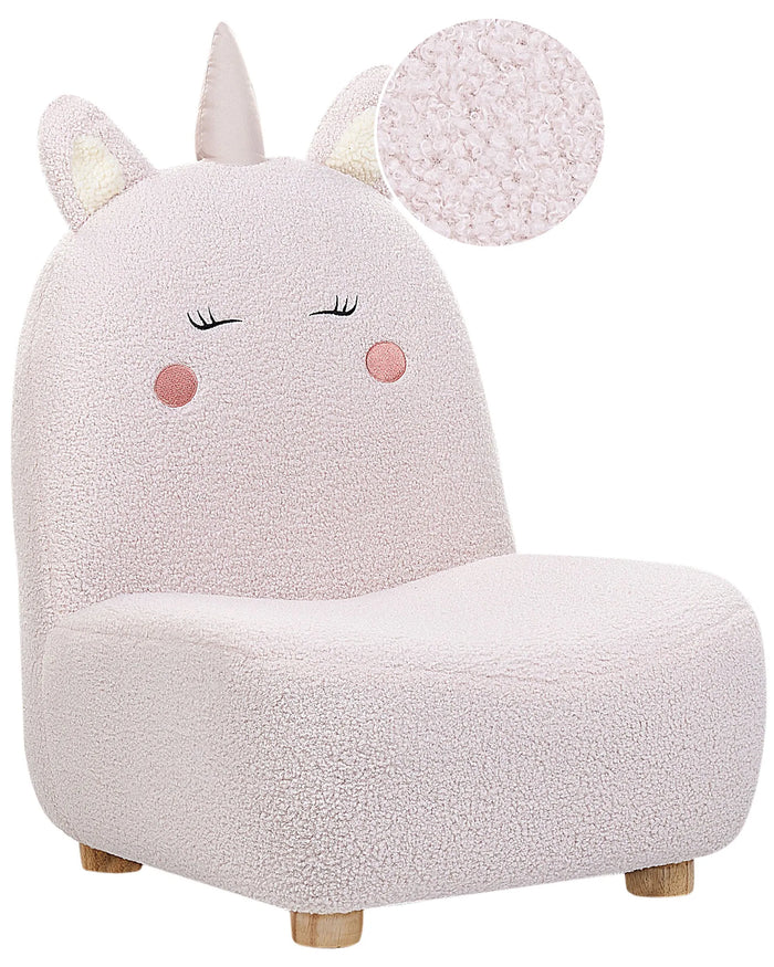 Kids Armchair Unicorn LINO Boucle Pastel Pink