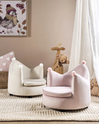 Kids Armchair Crown VEGA Velvet Pastel Pink