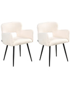 Set of 2 Dining Chairs SANILAC Boucle White