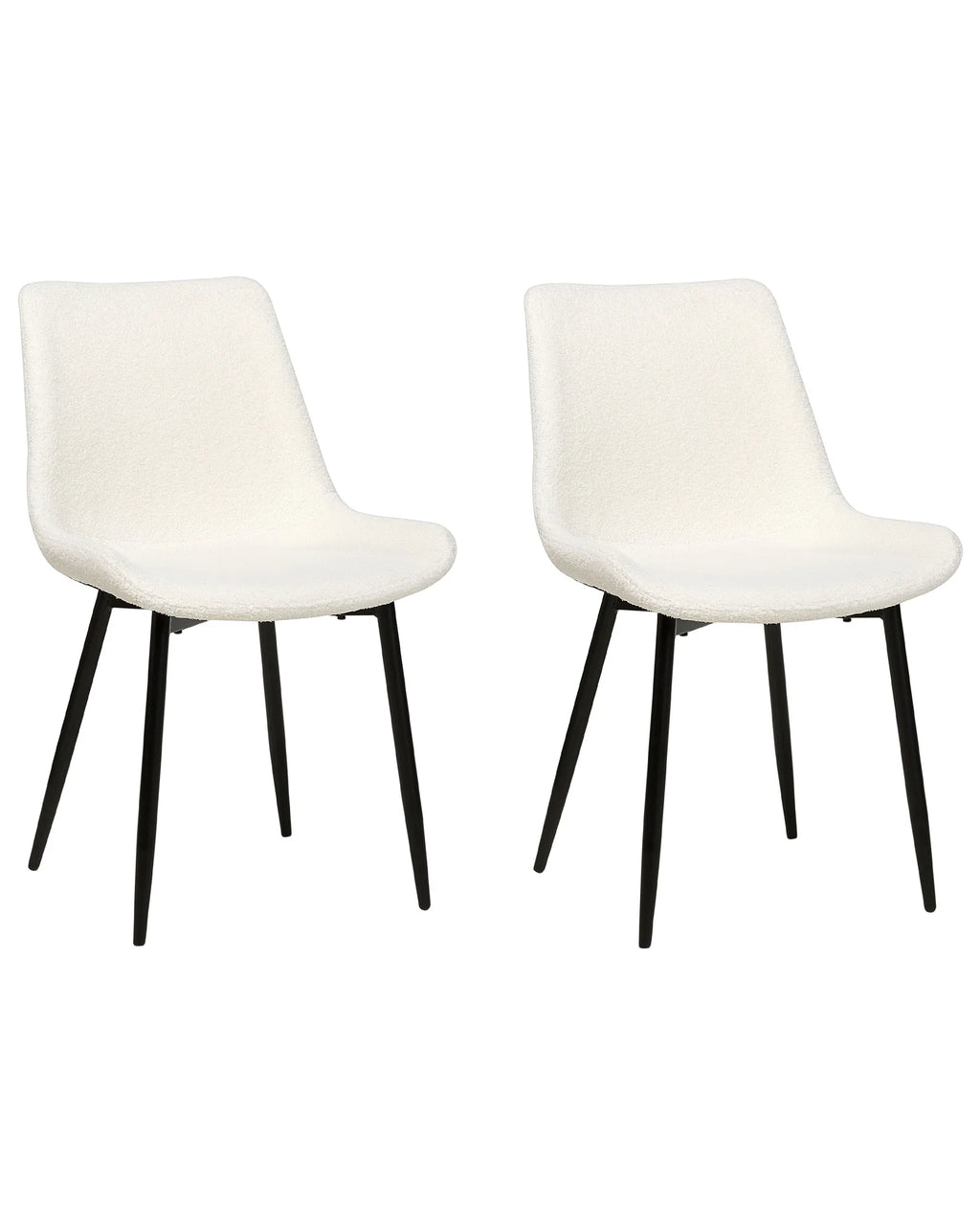 Set of 2 Dining Chairs AVILLA Boucle White