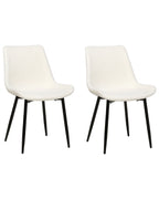 Set of 2 Dining Chairs AVILLA Boucle White