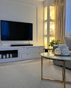 Coffee Table QUINCY Tempered Glass Marble/ Gold