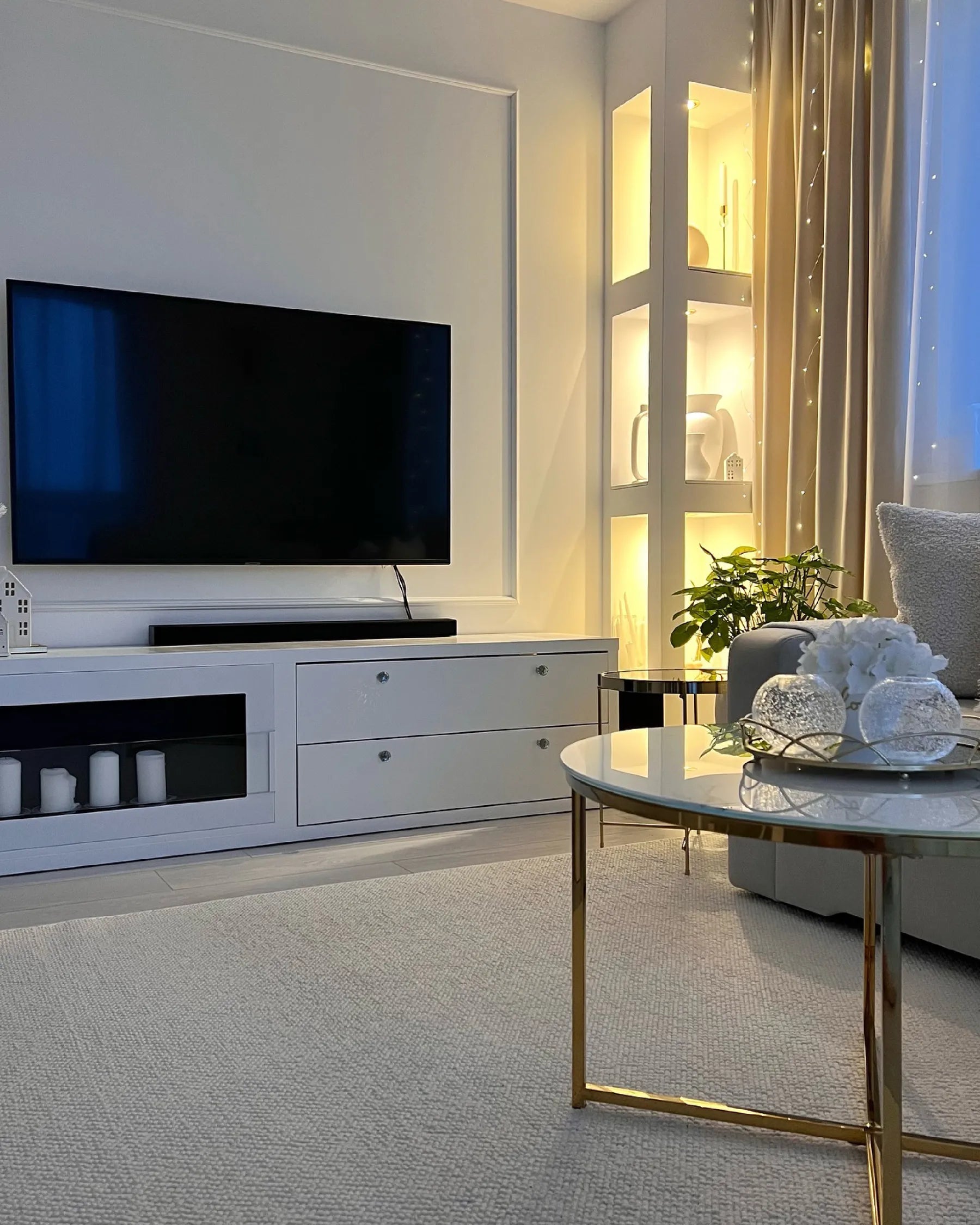 Coffee Table QUINCY Tempered Glass Marble/ Gold