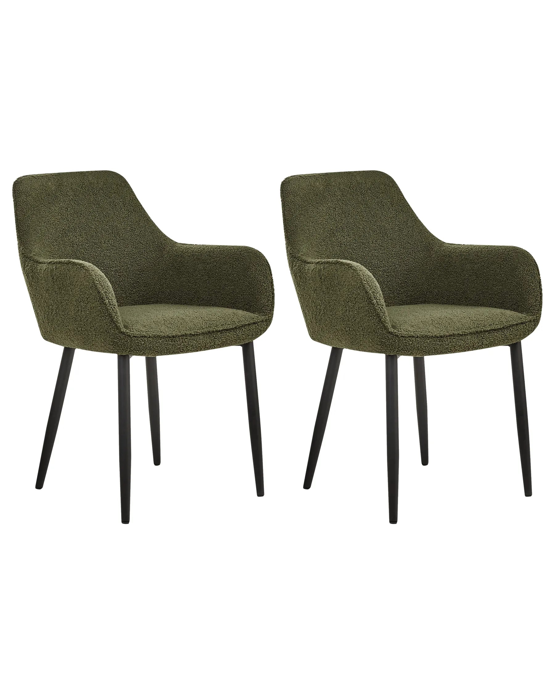 Set of 2 Dining Chairs ALDEN Boucle Dark Green