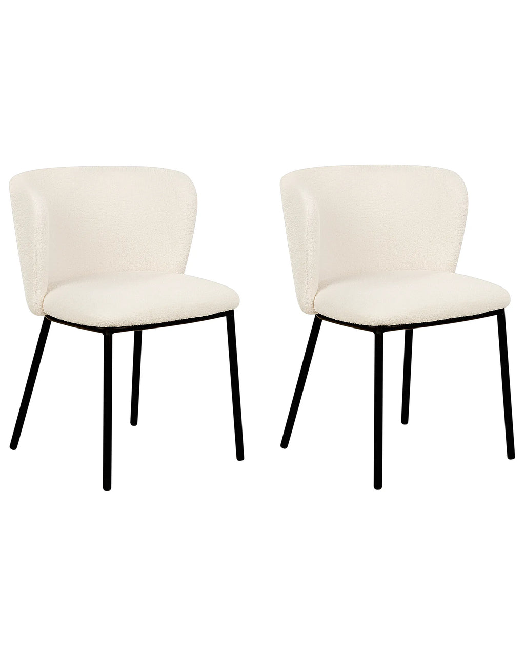 Set of 2 Dining Chairs MINA Boucle Off-White