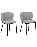 Set of 2 Dining Chairs MINA Boucle Grey