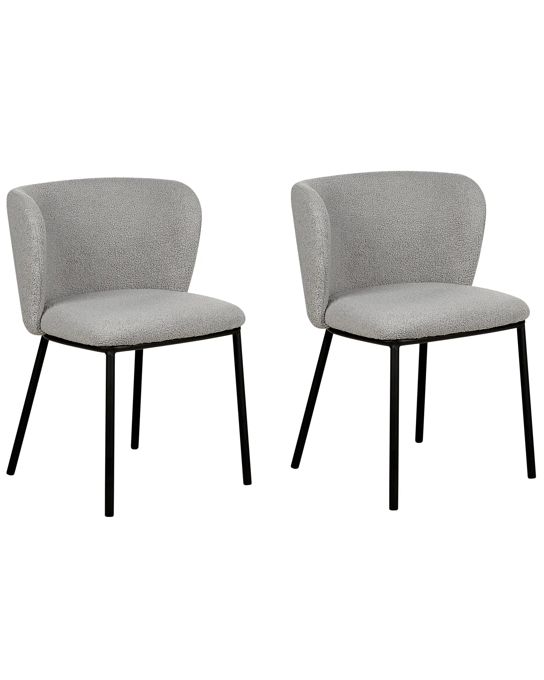 Set of 2 Dining Chairs MINA Boucle Grey
