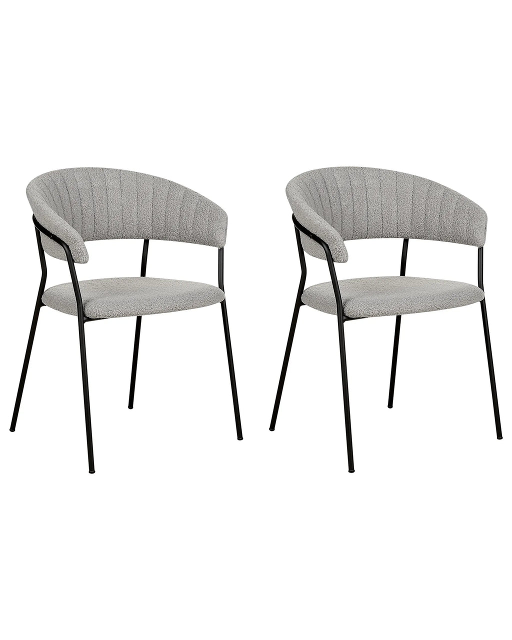 Set of 2 Dining Chairs MARIPOSA Boucle Grey