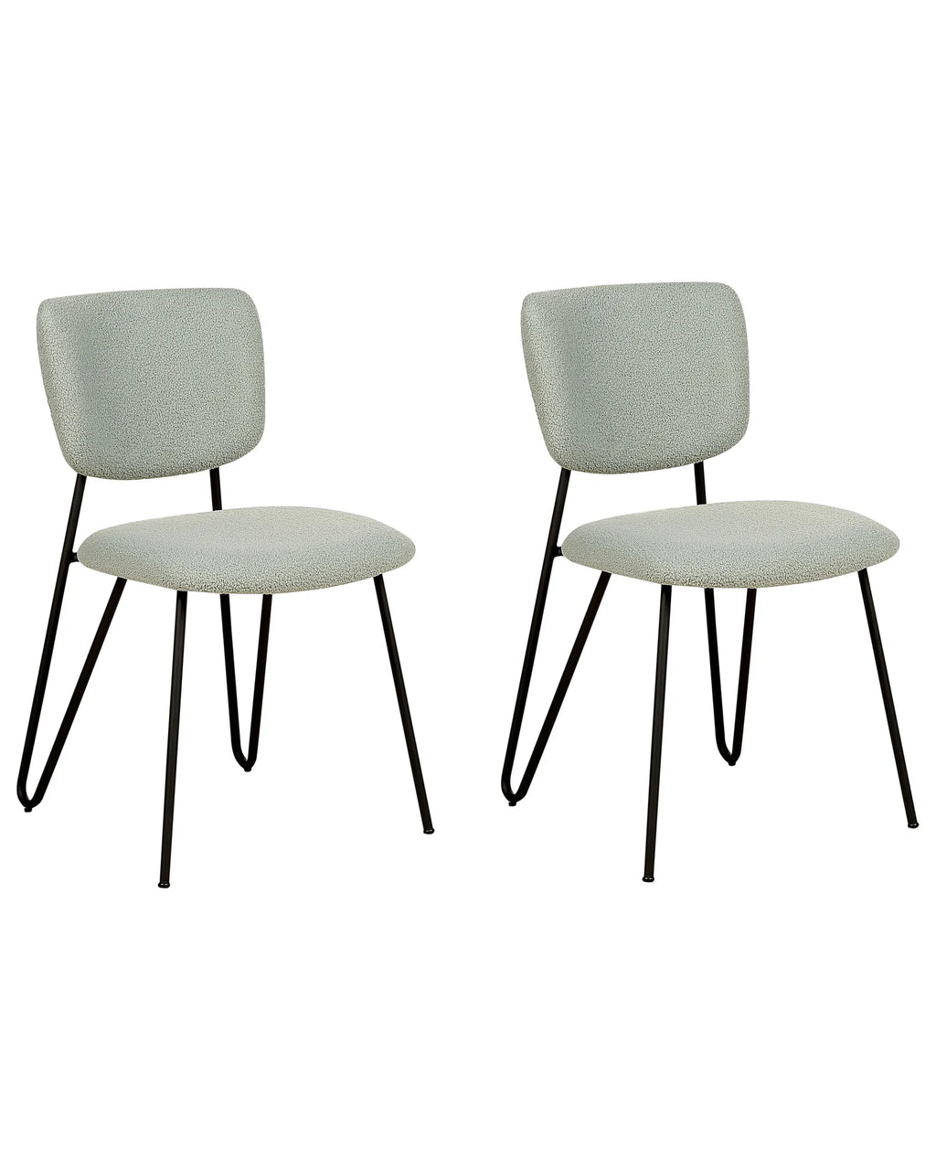 Set of 2 Dining Chairs NELKO Boucle Light Green