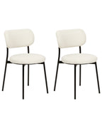 Set of 2 Dining Chairs CASEY Boucle Off-White