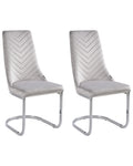 Set of 2 Dining Chairs ALTOONA Velvet Grey