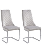 Set of 2 Dining Chairs ALTOONA Velvet Grey