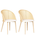 Set of 2 Dining Chairs CORNELL Metal Light Beige