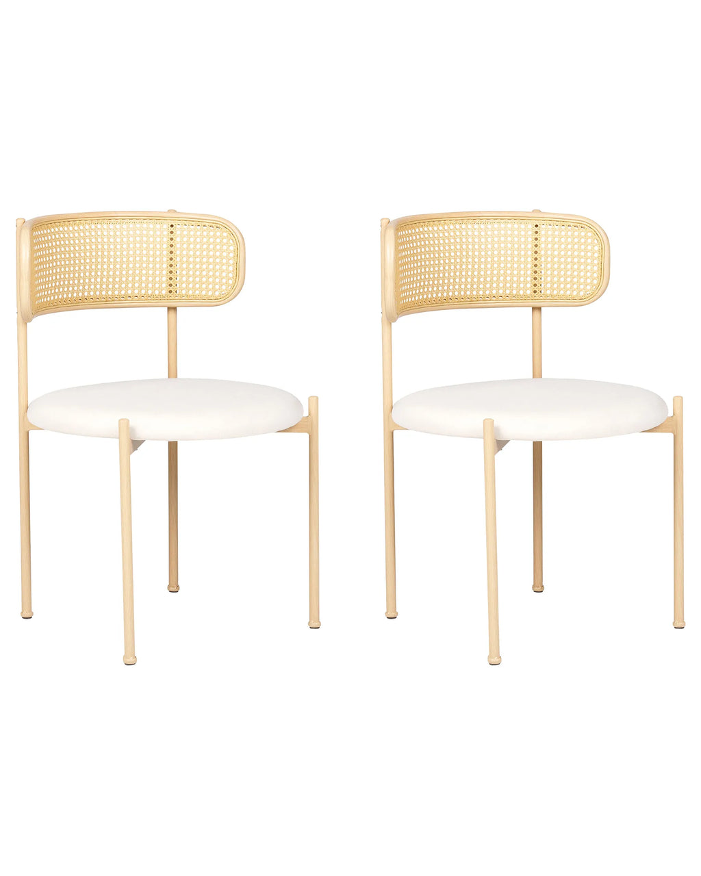 Set of 2 Dining Chairs ANDOVER Metal Light Beige