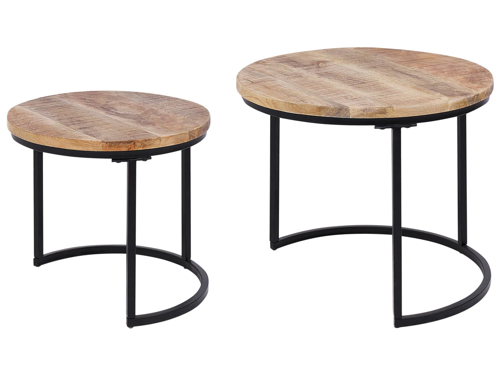Set of 2 Coffee Tables CLATON Brown