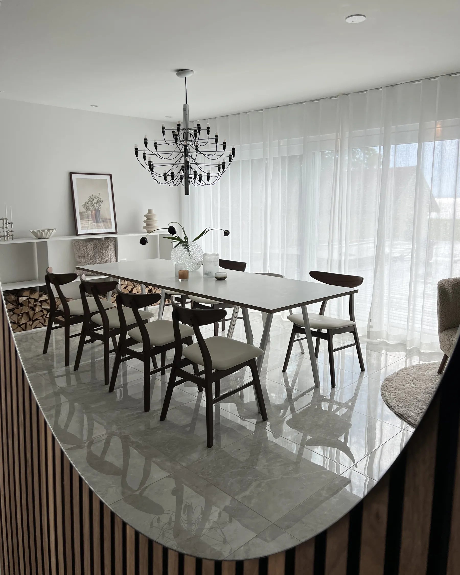 Set of 2 Dining Chairs LYNN Wood Dark Brown/ White
