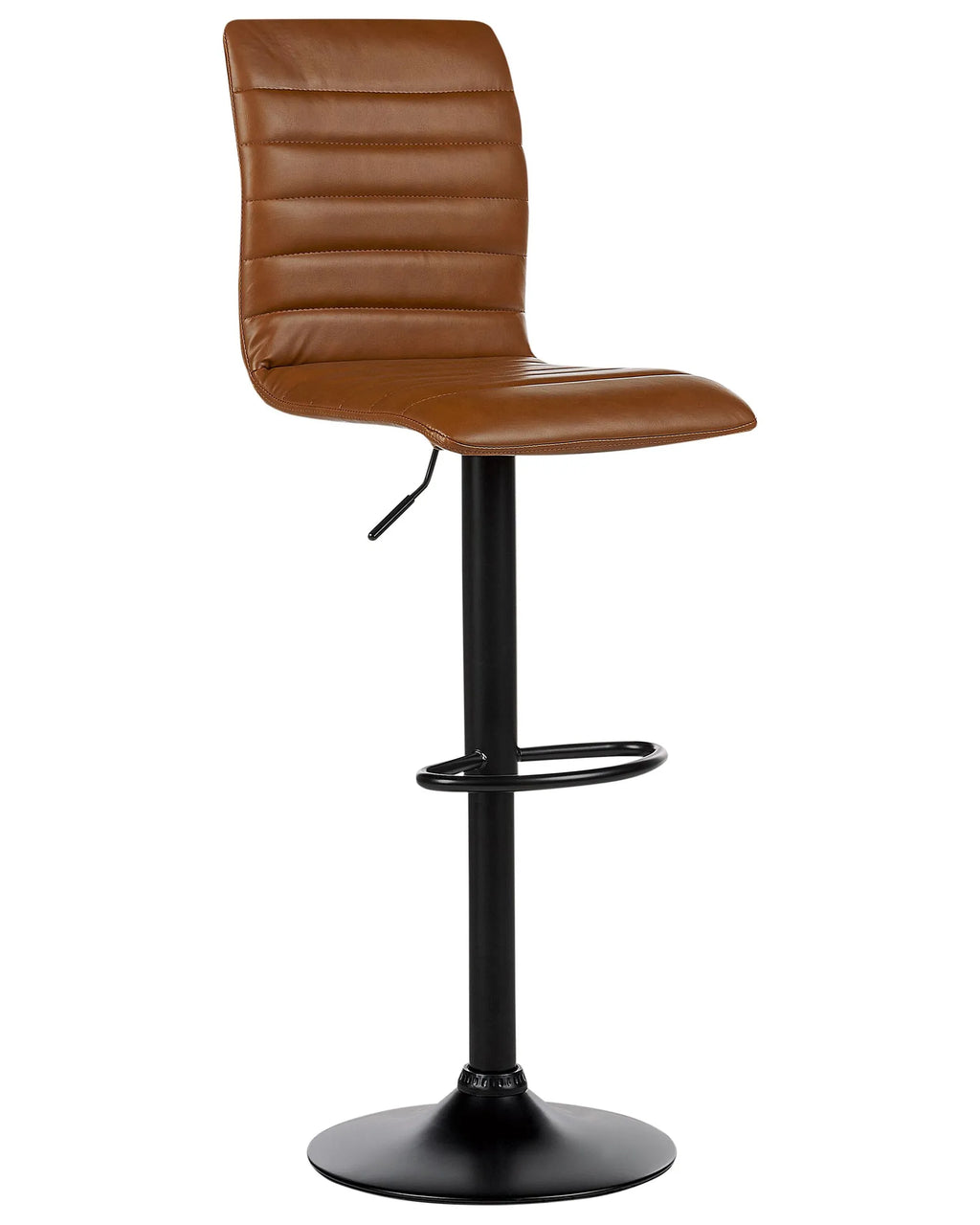 Set of 2 Bar Chairs LUCERNE Faux Leather Swivel Golden Brown