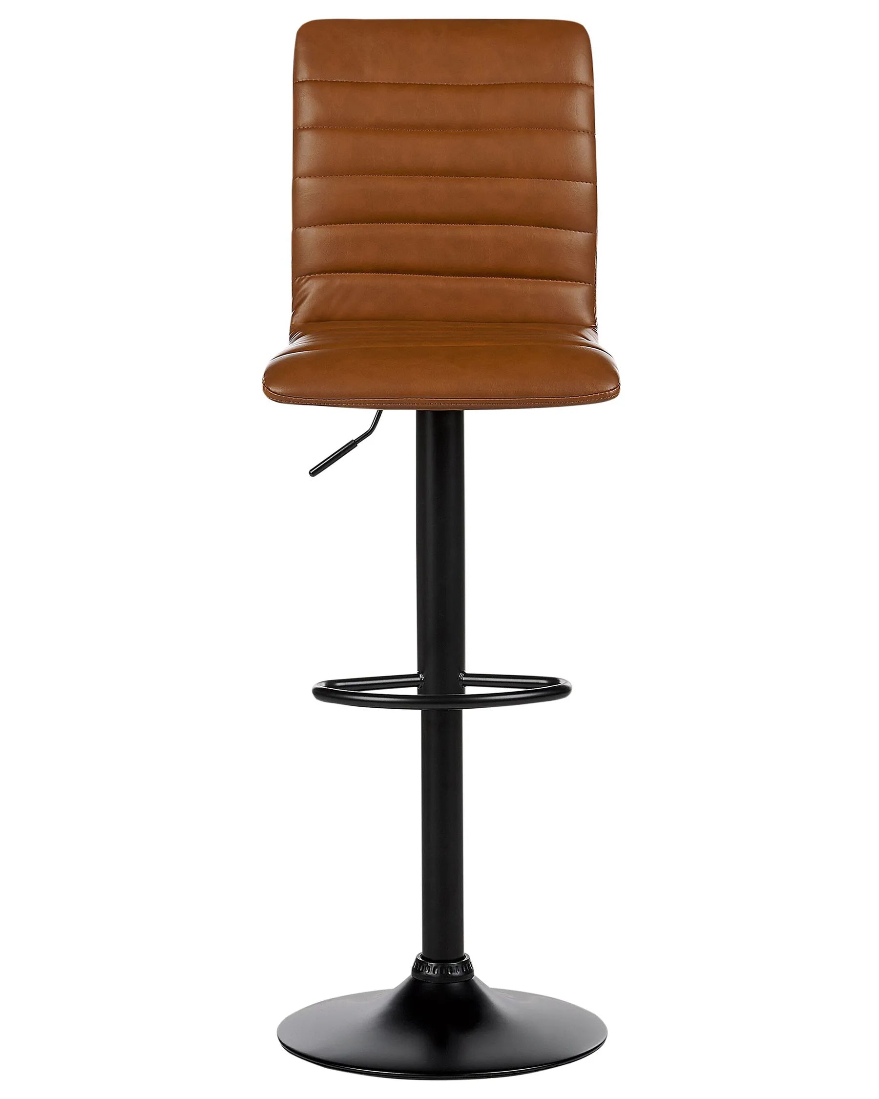 Set of 2 Bar Chairs LUCERNE Faux Leather Swivel Golden Brown