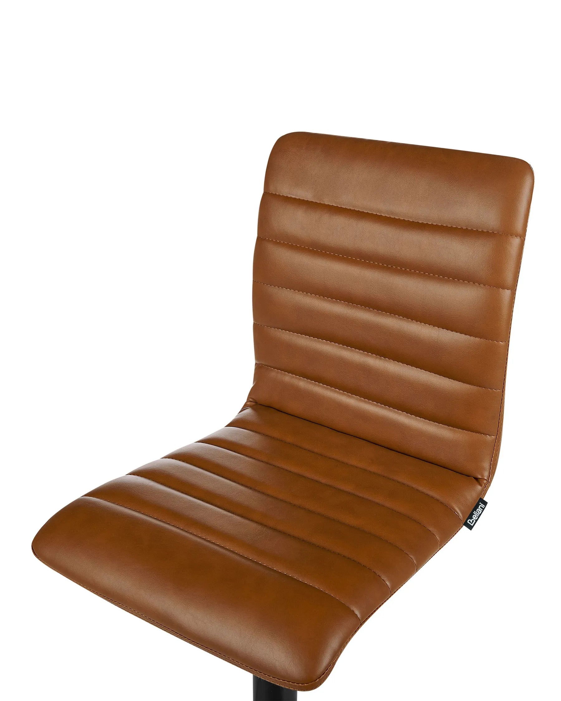Set of 2 Bar Chairs LUCERNE Faux Leather Swivel Golden Brown
