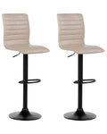 Set of 2 Bar Chairs LUCERNE Faux Leather Swivel Light Beige
