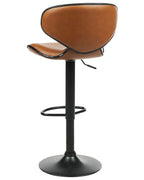 Set of 2 Bar Chairs CONWAY Faux Leather Swivel Golden Brown