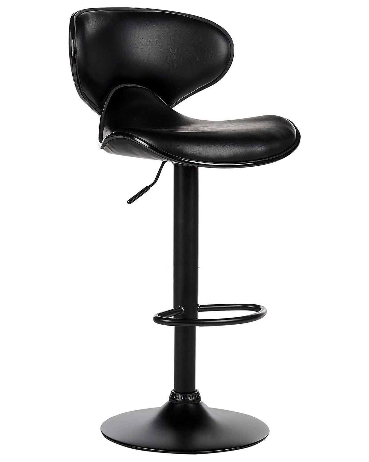 Set of 2 Bar Chairs OLDA Faux Leather Swivel Black — alternate product view
