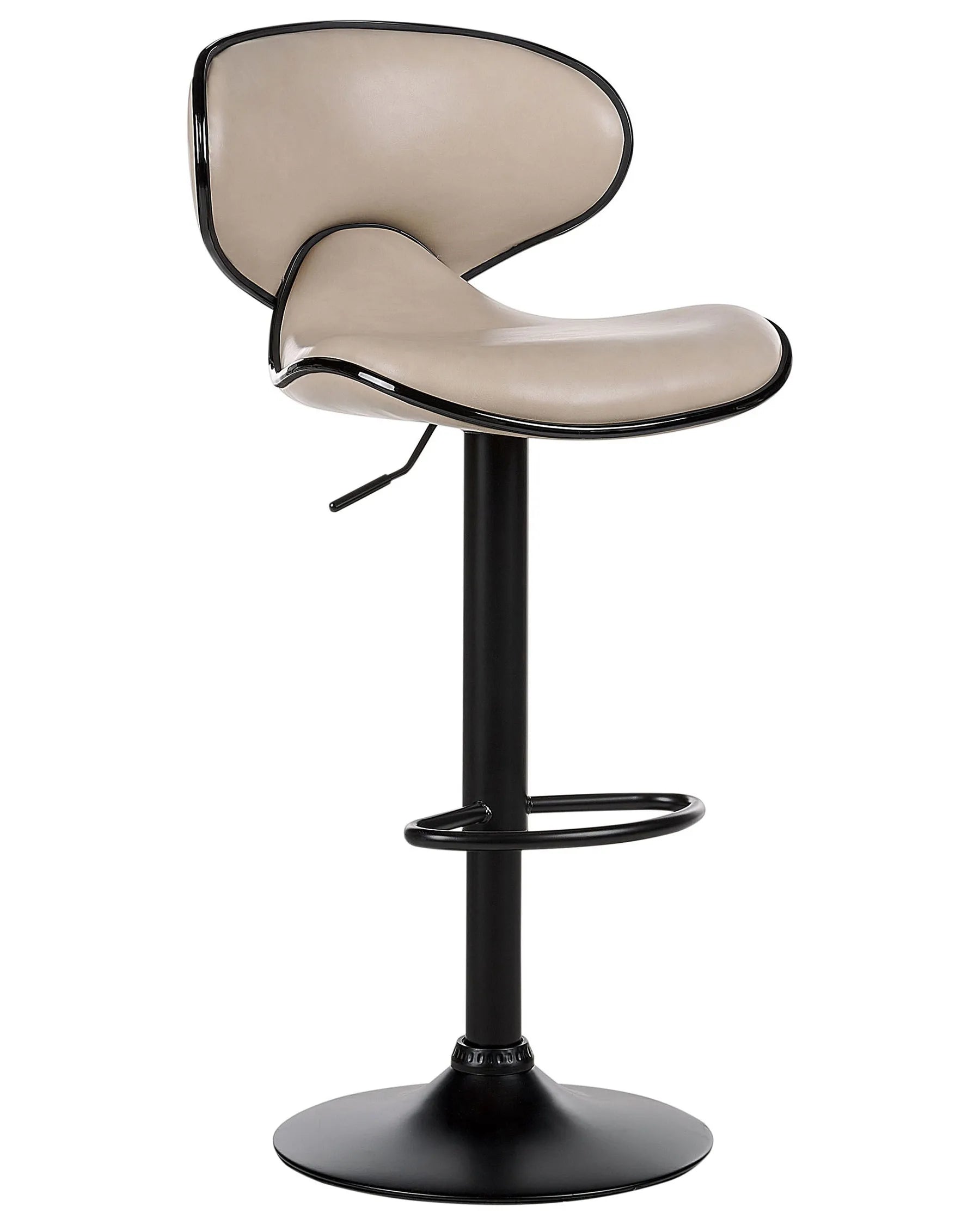 Set of 2 Bar Chairs CONWAY Faux Leather Swivel Light Beige