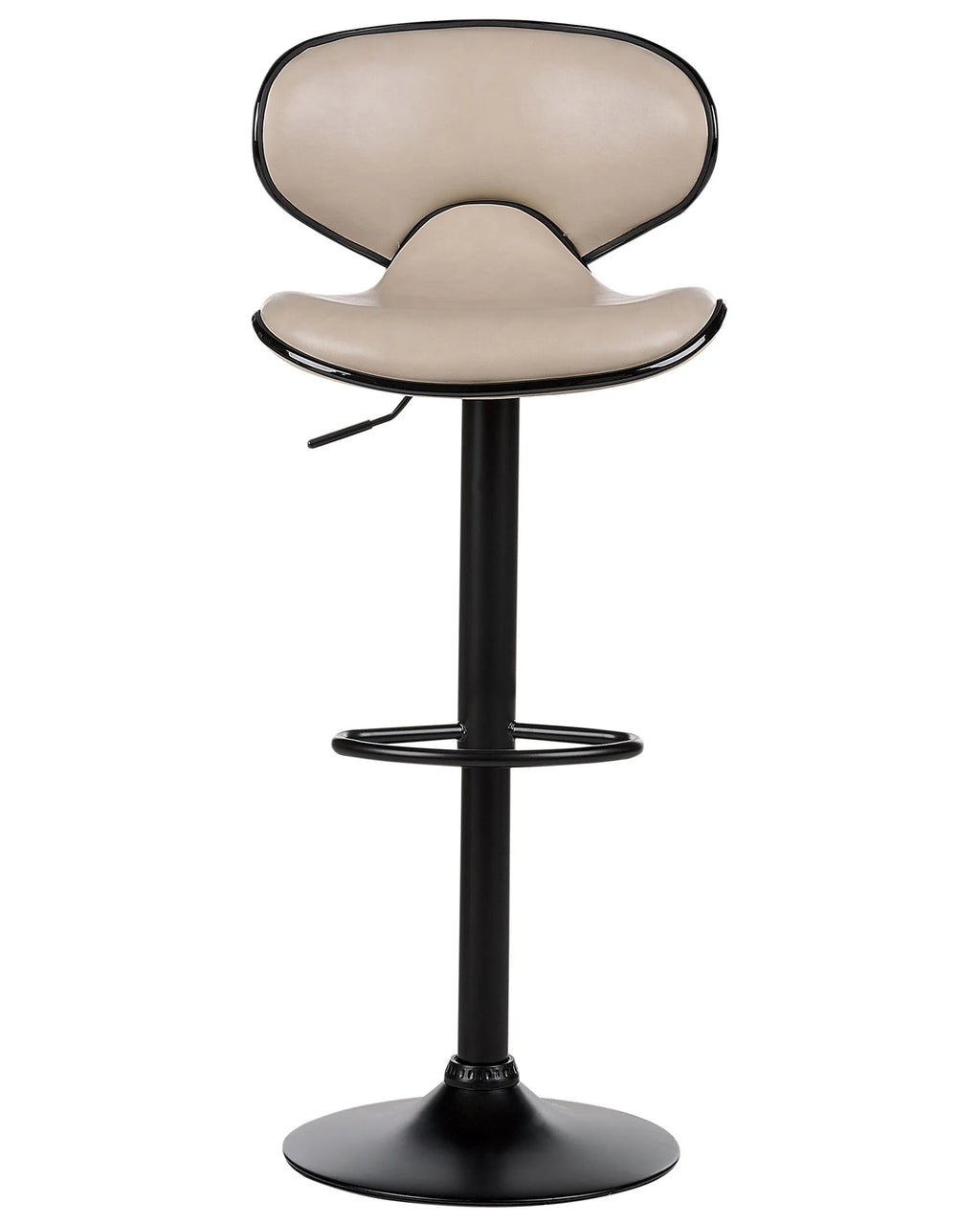 Set of 2 Bar Chairs CONWAY Faux Leather Swivel Light Beige