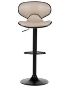 Set of 2 Bar Chairs CONWAY Faux Leather Swivel Light Beige