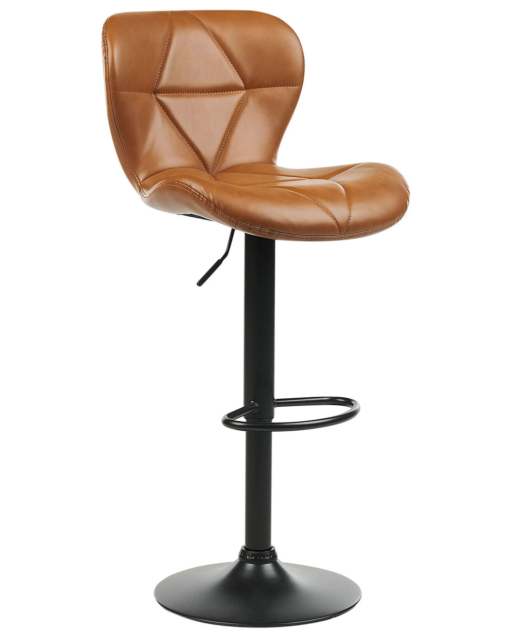 Set of 2 Bar Chairs VALETTA Faux Leather Swivel Golden Brown
